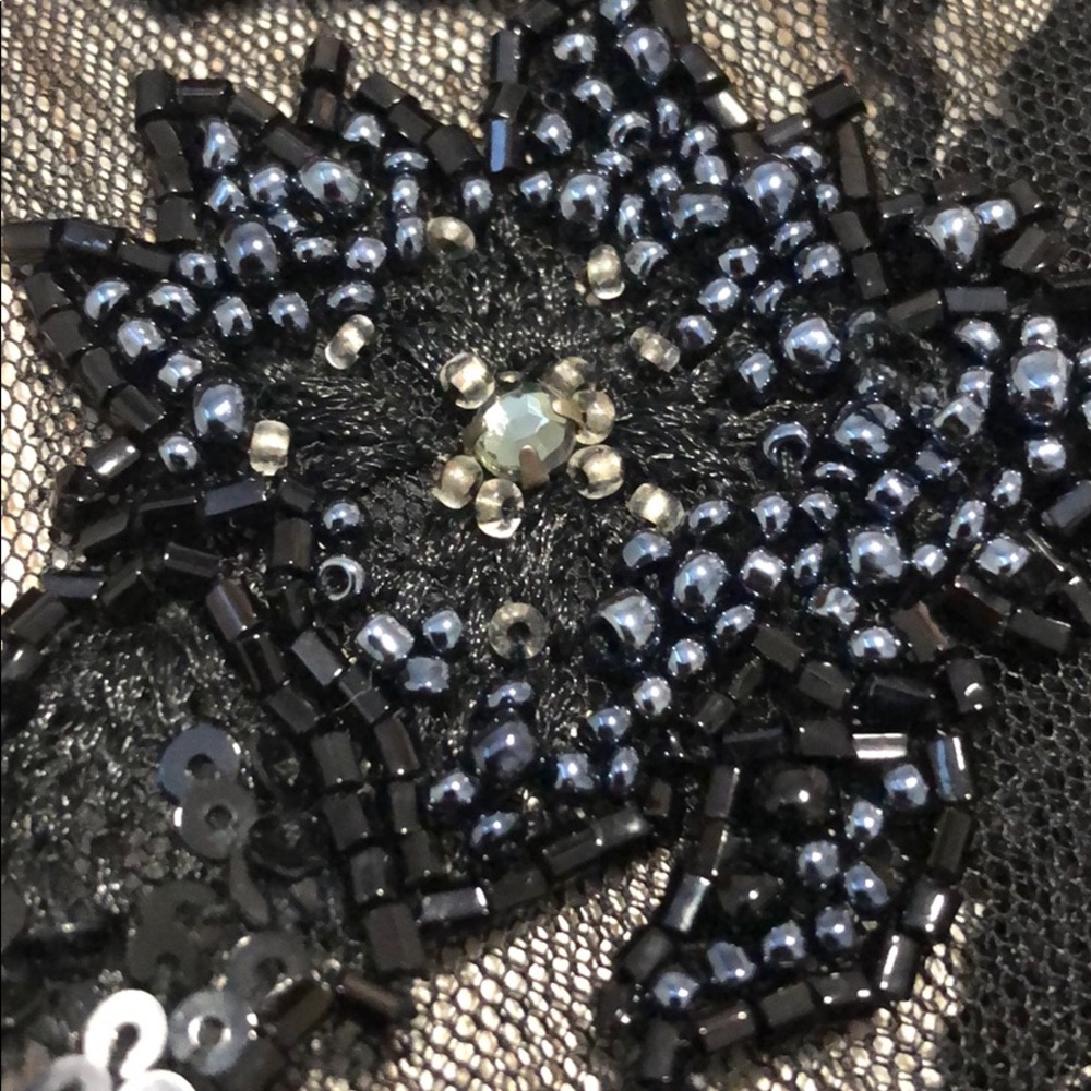 BCBGMAXAZRIA black ruffle embellished beaded dress - Picture 2 of 4